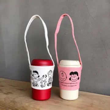 Tea Cup Holder Carrier Foldable with Handle and Straw Holder for Hot and Cold Drinks and Coffee, Pink