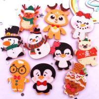 10pcs Glitter Felt Fabric Nonwovens Colorful Cartoon Snowman Elk Penguin Bear Applique DIY Patch Supplie Headwear Bow Accessorie Fashion Accessories