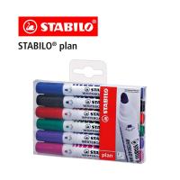 STABILO สตาบิโล Plan 641 in wallet ปากกาไวท์บอร์ด ไวท์บอร์ด หัวกลม ชุด 6 สี (กลิ่นไม่ฉุน)