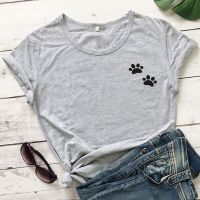 COD DSFERTRETRE Cute Dog Cat Paw Pocket T-shirt Unisex Women Graphic Hipster Grunge Tee Shirt Top Funny Dog Lover Gift Lady Tshirt