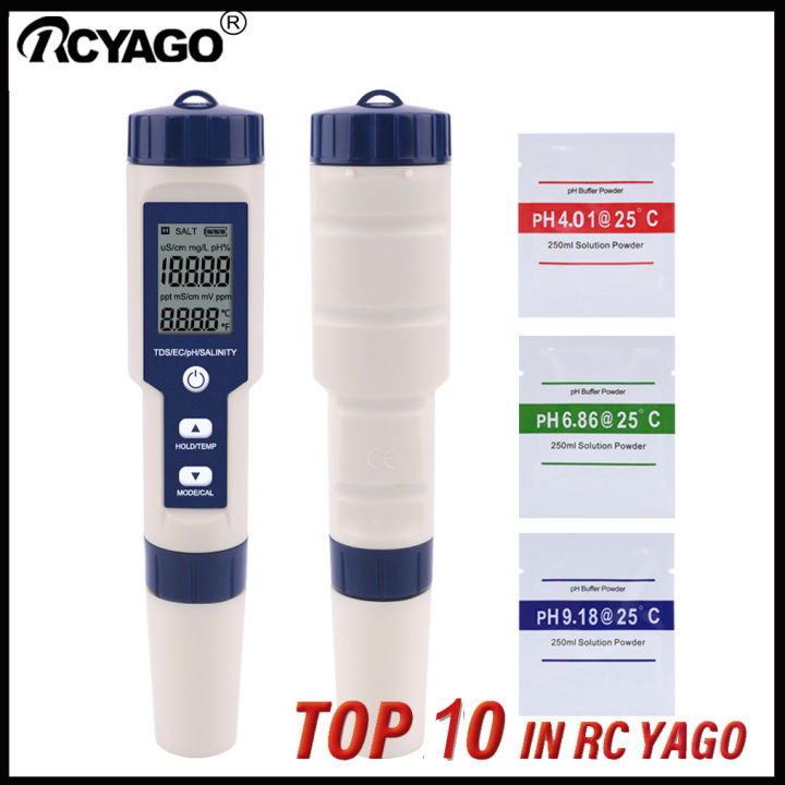 rcyagoพืชสวน5-in1-ph-meter-amp-เครื่องวัดสารละลายph-tds-ec-ความเค็ม-อุณหภูมิวัดคุณภาพน้ำปากกา