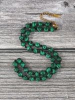 YUOKIAA Natural Green Malachite Necklace with Lobster Clasp Chain for Women Men Buddha Prayer Bead Meditation Japa Mala Necklace