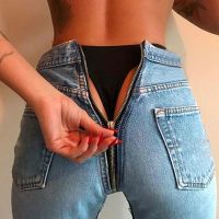 New Fashion High-Quality Niche Design Sense Sexy High-End Mid-Waist Back Zipper Pencil Pants Pencil Pants Womens Jeans