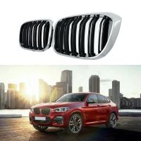 Car Chrome Black Two Line Front Bumper Kidney Grille Mesh Grill For-BMW G01 X3 G02 X4 18-19