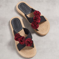 Handmade Ladys Home Slipper Hemp Rope Straw Women Sandals Casual Outdoor Cross Slipper Female Summer Beach Wear Flat Heel Shoes