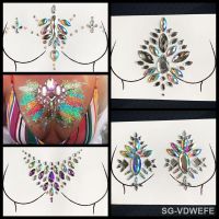 【CW】○☃  Jewels Nipple Ornament Trend Glitter Gem Breast Temporary Paste Chest Stereoscopic Stickers