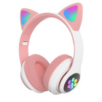 Cute Cat Ear LED Light Bluetooth Headphones Cat Ears Wireless Headphone TF Headset Hifi Stereo For Girl kid Phone Gift