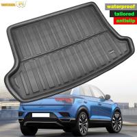 ด้านหลัง Boot Liner Cargo ถาด Trunk Mat สำหรับ Volkswagen VW T-Roc T ROC TRoc 2017-2022ชั้นพรมกระเป๋าเดินทางรถอุปกรณ์เสริม