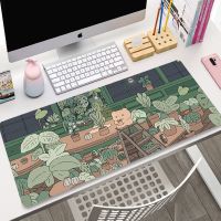 【YF】 Green Plant Large Gaming Mousepad XXL Gamer Mouse Pad Size For Office Long Table Mat Kawaii Desk Teen Girls Bedroom