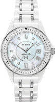 Bulova Womens Watch White Ceramic/Steel