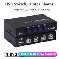 ศูนย์กลางเครื่องพิมพ์ 4 พอร์ต USB 2.0 แชร์สวิตช์ Switcher Selector Box Hub สำหรับเครื่องพีซีสแกนเนอร์เครื่องพิมพ์ FJ-1A4B