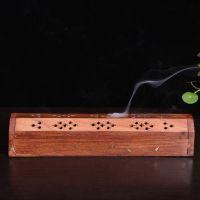 T Solid Wood Dual Use Incense Burner Handmade Wooden Indian Cone Stick Holders Lying Censer for India Sticks and Cones Base