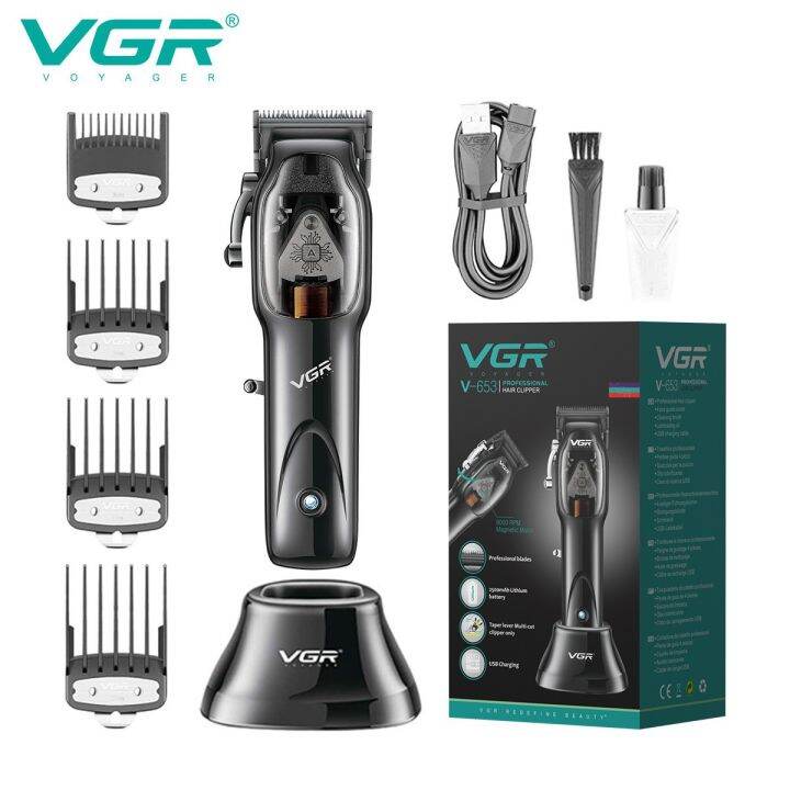 VGR new 9000 rpm highpower electric hairdresser base charging shaving