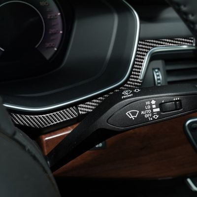 [Hot K] สติกเกอร์ตกแต่งอุปกรณ์ตกแต่งภายในรถยนต์,4ชิ้นคาร์บอนไฟเบอร์สำหรับรถ A4 B9 RS4 S4 2017 2018 2019 2020