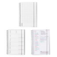 Undated Planner Notebook 100 Pages Waterproof Frosted Clear Cover Twin-Wire Binding Organizer for Time Goals Management Laptop Stands