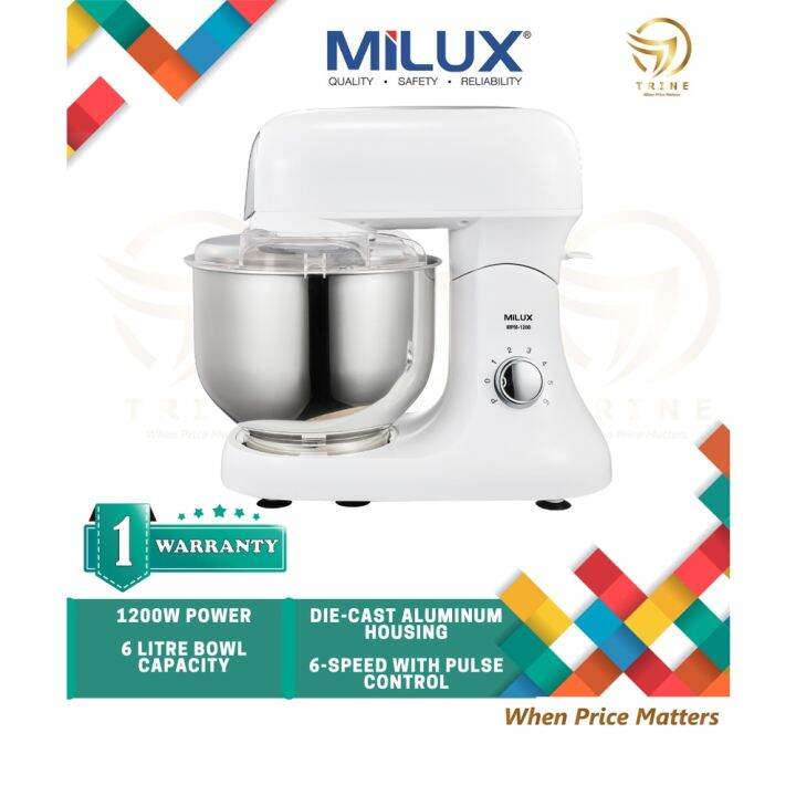 Milux High Speed Power Stand Mixer/Cake Mixer Attachments Included 6.