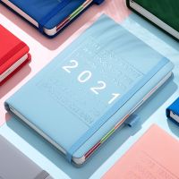 《   CYUCHEN KK 》2021 Planner New Fashion Agenda 2021ม.ค. ธ.ค. ภาษาอังกฤษ Thicken Notebook A5 Leather Soft Cover School Efficiency Journal