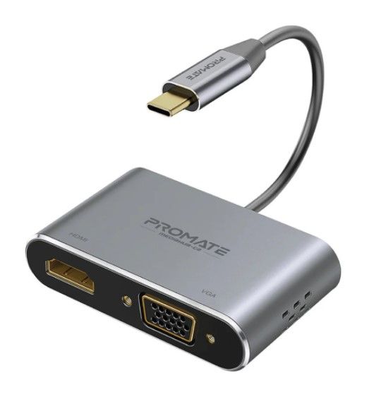 adapter-converter-อุปกรณ์แปลงสัญญาณ-promate-usb-c-to-hdmi-4k-vga-1080p-mediahub-c2