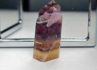 หินเรนโบว์ ฟลูออไรต์ (Rainbow Fluorite Slice With Natural Edge) น้ำหนัก 17.64 g. ขนาด15.8x13.3x34 mm พลอยแท้ 100% เนื้อดี ราคาถูก