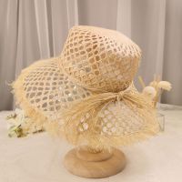 Cutout Hat Womens French Large Brim Color Raw Beach Raffia 2021 панама