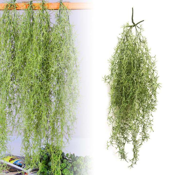 บ้านตกแต่งตกแต่งพลาสติกจำลองพืชairหญ้าหวาย2pcs-plastic-greenขี้เกียจพืชสดใหม่เสมอbonsai