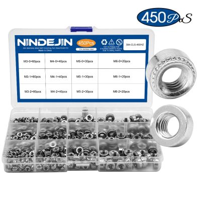 NINDEJIN 450Pcs Clinching Nut 304สแตนเลส M3 M4 M5 M6 Swage Nut Press-Fit Nut CLS ชุดปลั๊กอ่อนนุช