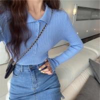 Early Autumn Polo Collar Sweater For Women 2022 Autumn And Winter New Long-Sleeved Inner Base Sweater Slim Short Top Trendy