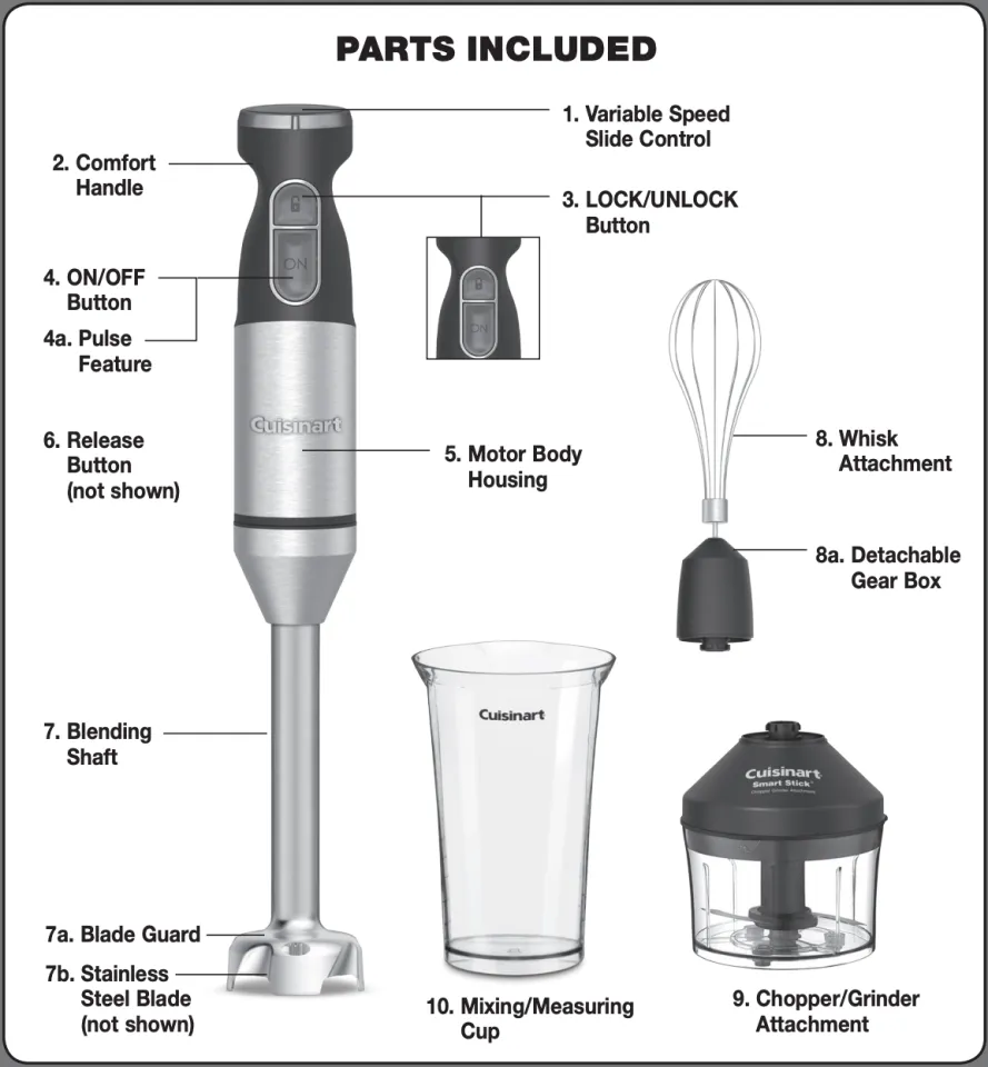 Cuisinart CSB-85 Smart Stick Handheld Blender Immersion 2 Speed Motor 300  Watts