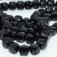 Natural Black Tourmaline Irregular Faceted Cube Beads 8.5mm+-0.2mm, Strand Length 39cm