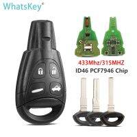 Whatskey ชิป PCF7946 ID46ปุ่มควบคุมระยะไกล315/433รถ Mhz สำหรับ SAAB 9-3 95 93 95 2003-2011 LTQSAAM433TX ใบพัดที่ใส่กุญแจอัจฉริยะ