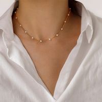 【JH】 Cross-border pearl short necklace female ins cold simple trendy collarbone chain Tanabata