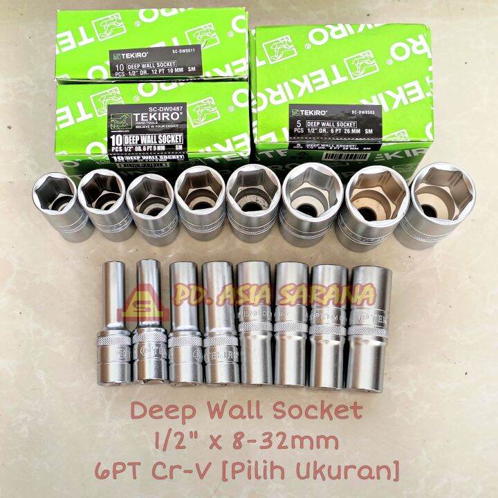 Deep Wall Socket 1/2" x [832mm] TEKIRO 6 PT Panjang Inch Mata Kunci