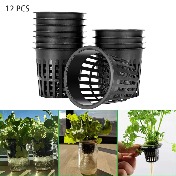 12 Packs 3 Inch Net Cups Slotted Mesh Wide Lip Heavy Duty Filter Plant ...