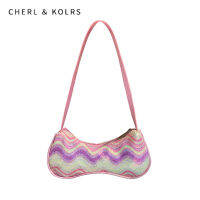 CHERL &amp; KOLRS ชุดพรีเมี่ยมของเด็กผู้หญิงวินเทจสีชมพูกระเป๋าแบบหนีบแขนกระเป๋าสะพายไหล่ของเด็กผู้หญิง Y2K และเครื่องเทศ