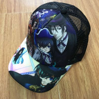 บัตเลอร์สีดำอะนิเมะเซบาสเตียน Michaelis Sun Cap Ciel Phantomhive Casual Peaked Snapback หมวกตาข่ายสำหรับชายหญิง