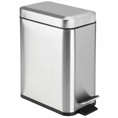 Soft Close, Rectangular Bin 5L with Liner and Lid, Use As Mini Garbage Basket, Slim Trash Can, or Decor in Bathroom
