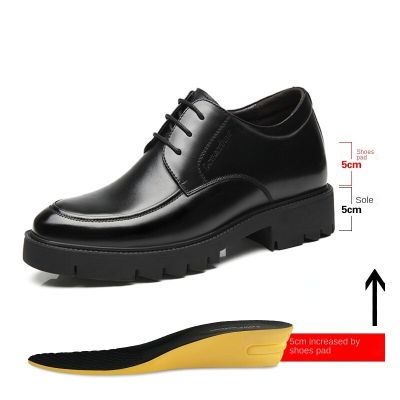 Genuine Leather Thick soled business dress shoes for men heighten shoes Height Platform Casual Party Banquet Daily Lace-up Shoes