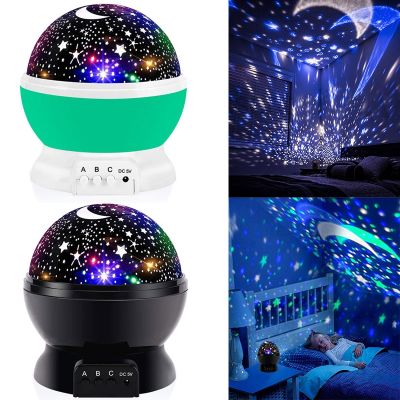 Cute Star LED Projector Starry Sky Lamp Rotating Kawaii Night Light For Kids Baby Girl Bedroom Room Decor USB/Battery Powered
