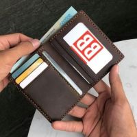 COD KKW MALL [Hot Handmade] Men Women Mini Wallet Standing Cowhide Real Leather Handcrafted Compact For Money And Convenient Card BB07