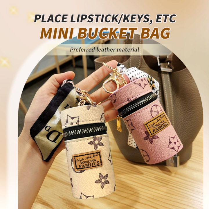 1pc Lipstick Style Keychain, Coin Purse, Mini Bucket Bag