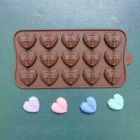 【lz】✔◐  Diamante Coração Silicone Chocolate Mold DIY Bolo Acessórios Cubos De Gelo Biscoito Pastelaria Manual De Molde De Cozimento Cozinha 15 Cavidade