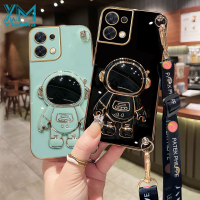 YiaMia เคสโทรศัพท์แฟชั่นสำหรับ OPPO Reno,8T/8 / 8Z / 8 Pro / 9 Pro + / A1 Pro / 7 / 7SE / 7 Pro / 7Z เคสมือจับสำหรับโทรศัพท์มือถือนักบินอวกาศการ์ตูนน่ารักส่วนบุคคลเคสโทรศัพท์เคสโทรศัพท์ TPU นุ่มโลหะด้วยไฟฟ้า6D พร้อมสายคล้องคอ