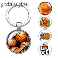 Love Sports Basketball Game day Patterns glass cabochon keychain Bag Car key chain Ring Holder Charms keychains gift Key Chains
