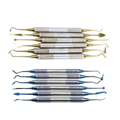 Dental Composite Resin Filling Tool Double-Head Thick Handle Restoration Set Dental Instrument 6Pcs