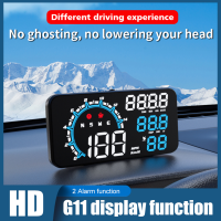 RF เครื่องวัดระยะทางเครื่อง GPS HUD อเนกประสงค์ G11อุปกรณ์ที่ใช้ฉายภาพหน้าจอกว้างจอแสดงผลแอลอีดีพร้อมสัญญาณเตือนความเมื่อยล้าจากการขับร