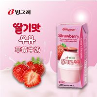 bingrae strawberry flavor milk นมสตอเบอรี่เกาหลี 200ml  สินค้ายอดนิยม อร่อยมากต้องลอง 빙그레 딸기맛 우유