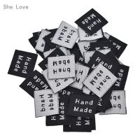 Lychee 50pcs Handmade Woven Garment Labels DIY Clothing Iron On Garment Fabric Sewing Textile Patchwork Apparel Accessories Stickers Labels