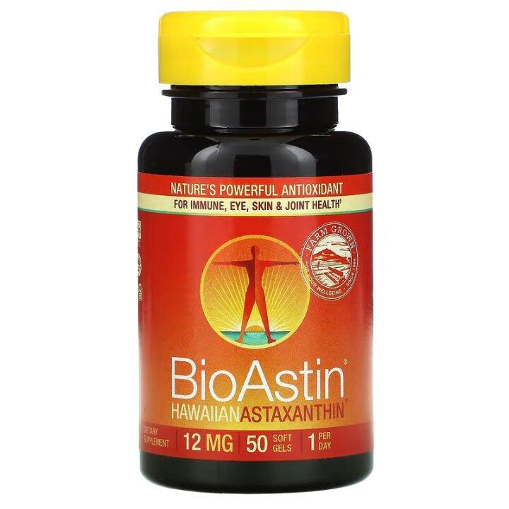 BioAstin, Hawaiian Astaxanthin Brain, Joint Heart Support, 12 mg, 50