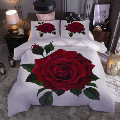 3D Rose Heart ชุดเครื่องนอน Nordic ผ้านวม150X200 220X240 King Size ผ้านวมโมเดิร์น Cat Wolf พิมพ์ปลอกหมอนไม่มีผ้าปูที่นอน