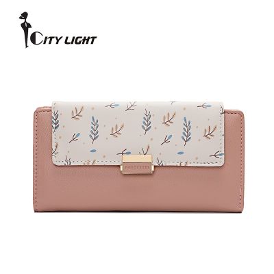Women Wallet High Capacity Long tri-Fold Purse Contrast color Female Coin Purse Multifunction Clutch